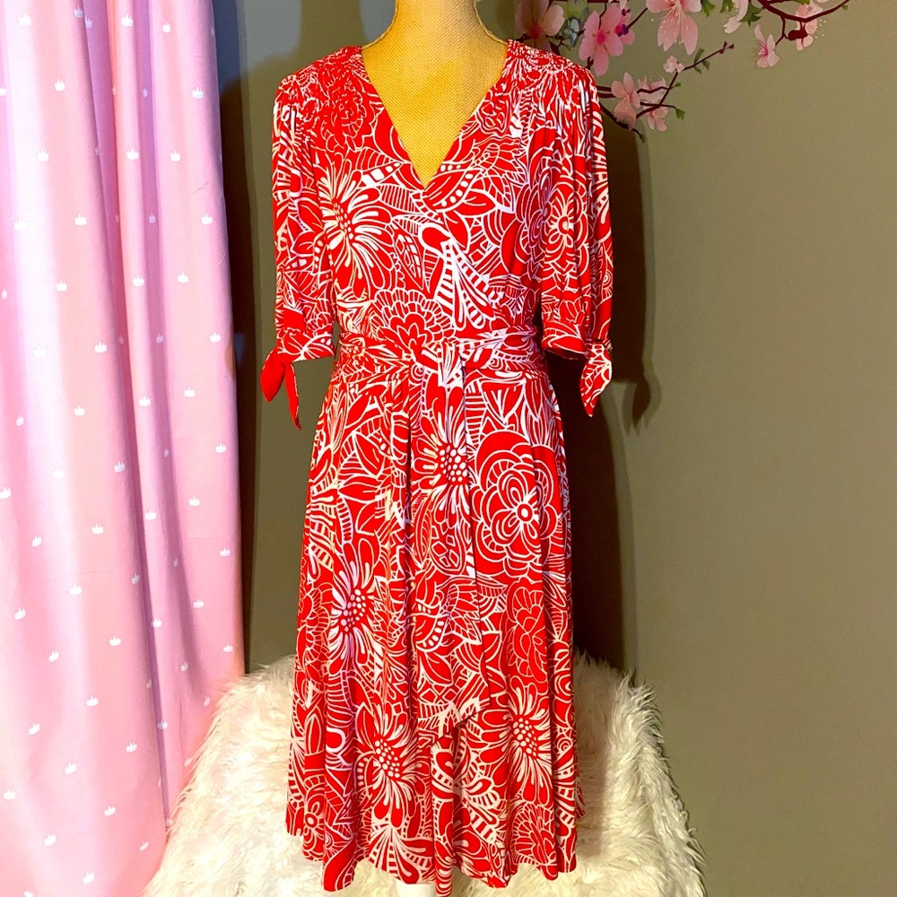 🤍❤️No Brand Red & White Mock wrap Dress❤️🤍